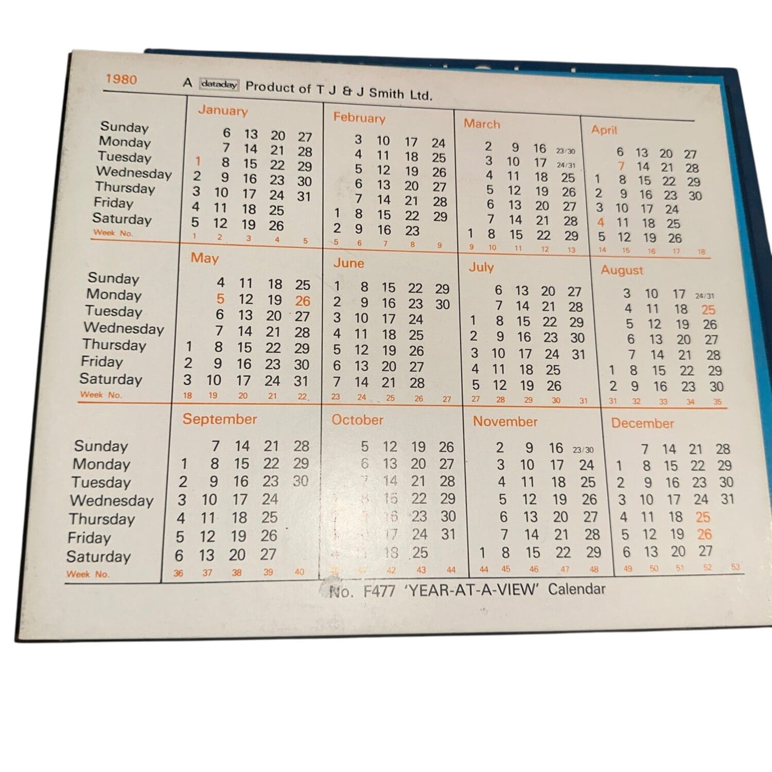 THB14968 Desk calendar 1980s assorted • Trevor Howsam Limited (Boston)