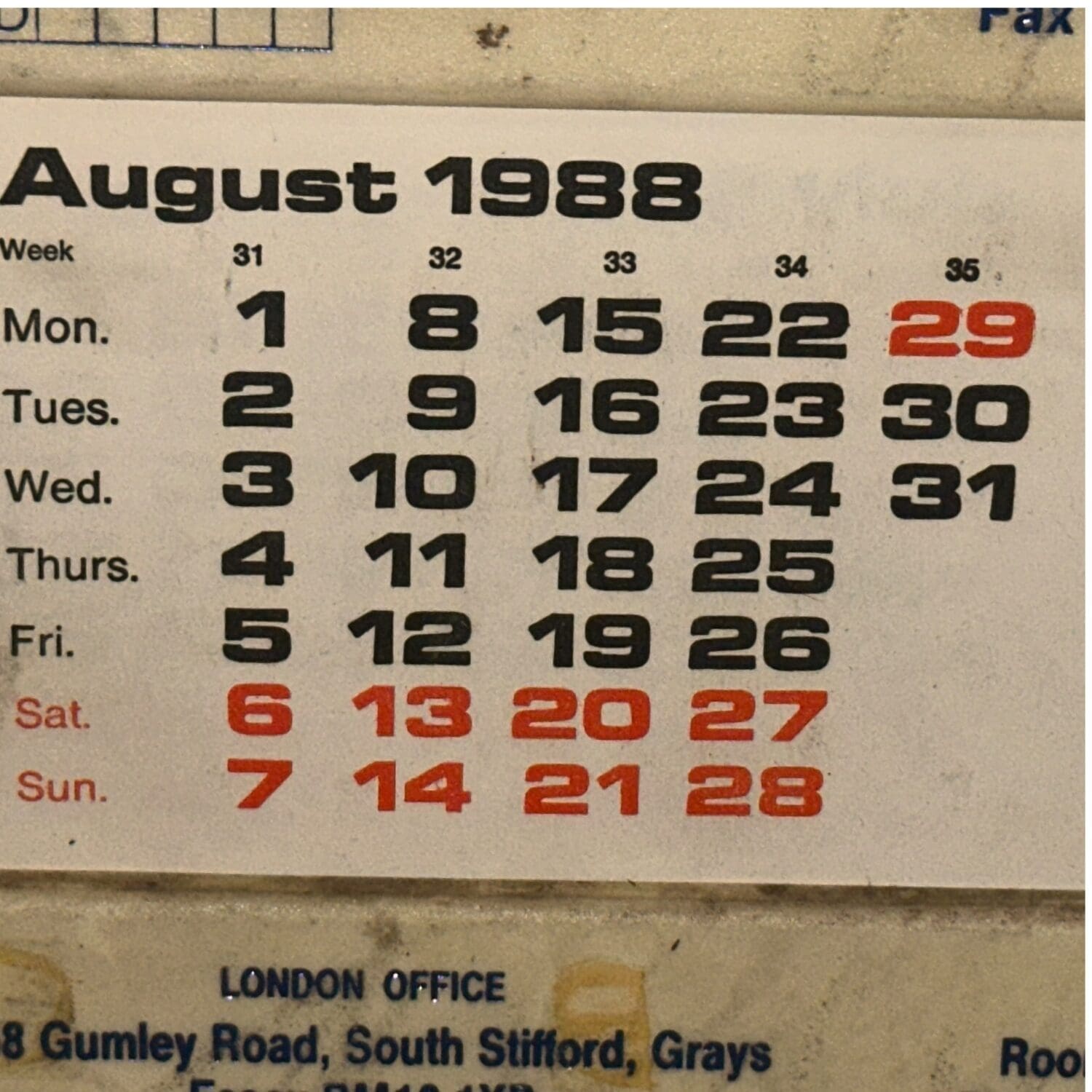 THB14968 Desk calendar 1980s assorted • Trevor Howsam Limited (Boston)